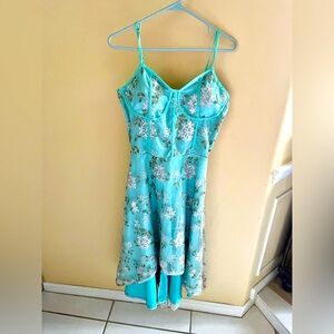 Light Blue Slip Dress Size Small, sexy vintage feel! Floral lace
